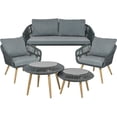thumbnail image 1 of Juego de Muebles de Jardin Jardimex Rattan 5 Pz Doble Mesa Negro, 1 of 6