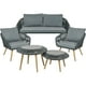 thumbnail image 1 of Juego de Muebles de Jardin Jardimex Rattan 5 Pz Doble Mesa Negro, 1 of 6