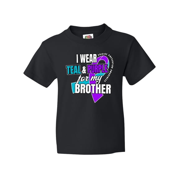 Inktastic Suicide Prevention I Wear Teal and Purple for My Brother Youth T-Shirt