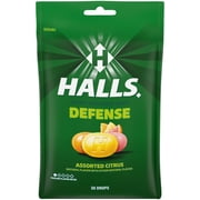 HALLS Defense Assorted Citrus Throat Drops, Vitamin C Dietary Supplements, 30 Drops