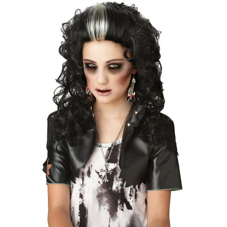 Black White Rocked Out Zombie Wig Adult Halloween Accessory