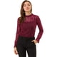thumbnail image 1 of Blusa Floral Cuello Volantes Encaje Ganchillo Vino T XS, 1 of 6