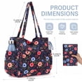 thumbnail image 3 of Gocvo Multiple Pockets Corduroy Bag, Large Tote Bag for Women, Ladies Bag Casual Hobo Handbags(Deep Blue Flower), 3 of 10