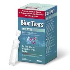 Bion Tears Eye Drops by Alcon – Preservative-Free Artificial Tears for Dry Eye Relief – 28 Sterile Single-Use Vials