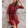 thumbnail image 4 of Camisa de manga larga a cuadros para mujer, camisa a cuadros, blusa de verano, camisa casual, 4 of 7