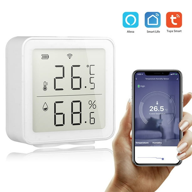 Sensor inteligente de humedad WiFi, higrómetro, termómetro interior y exterior, pantalla LCD Digital, Monitor de temperatura y humedad