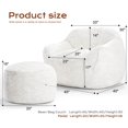 thumbnail image 2 of Bean Bag Chair Bean Bag Chairs for Adults Comfy Beanbag Chair with Spacious Design Giant Bean Bag Couch with Armrest Large Bean Bag Chair with Filler for Living Room Bedroom (Khaki), 2 of 8