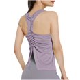 thumbnail image 4 of Tank Tops for Women under $4.98 no boundari Sleeveless Back Drawstring Solid Color Loose Sports Breathable Top Purple XL, 4 of 4