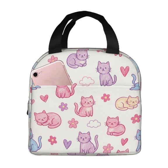Cat Insulated Lunch Bag Lunch Box For Women, Reusable Leakproof Lunch Tote Large Capacity, Keep Warm And Fresh Cooler Bag For Office Picnic Travel