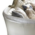 thumbnail image 2 of Benjara BM221415 Curved Leatherette Sofa with Button Tufted Details & Crown Top, Cream, 2 of 5