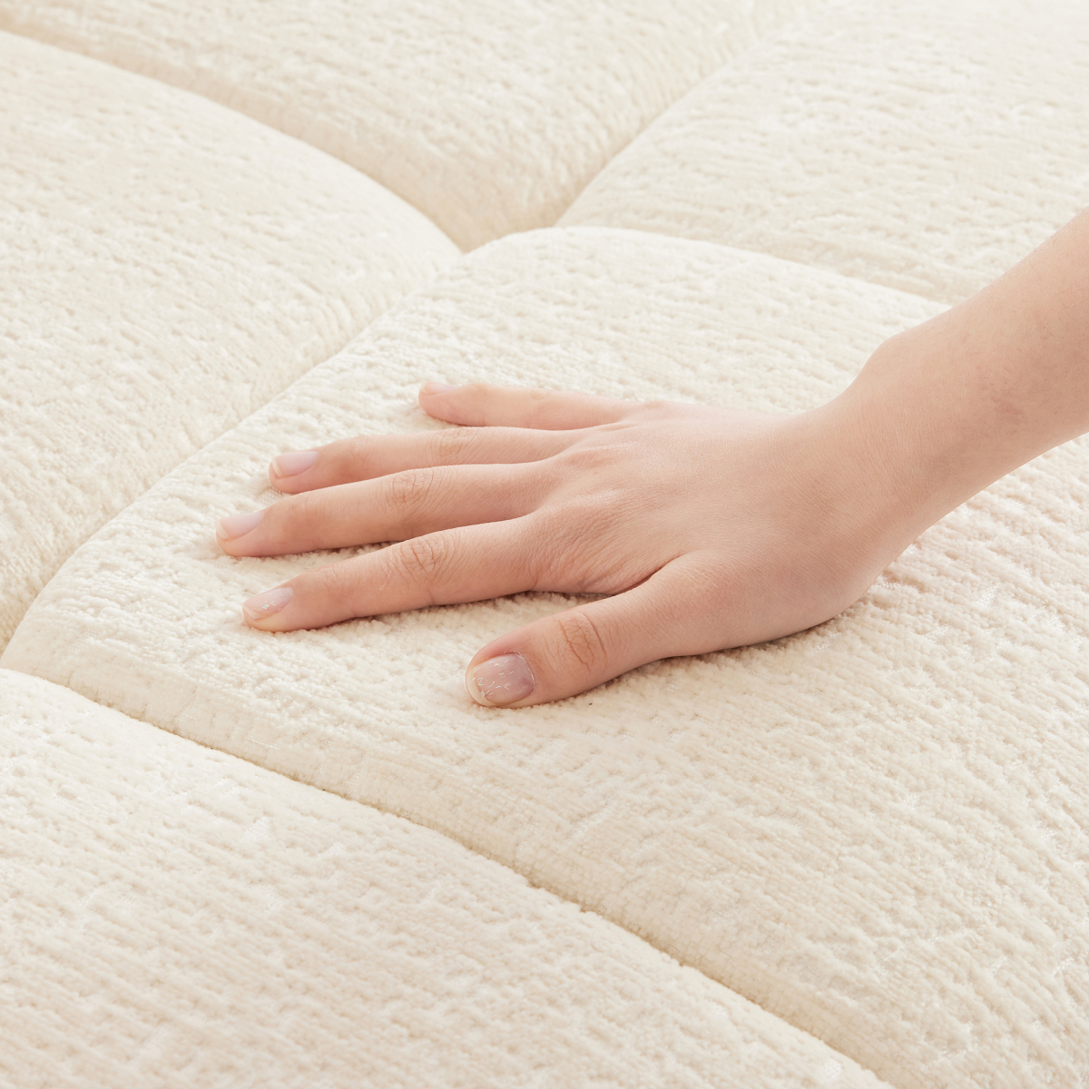 GZXS White Chenille Upholstered Ottoman, Comfortable Footrest Stool for Bedroom, Living Room, or Home - 35.43"L x 27.56"W x 18.11"H