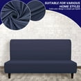 thumbnail image 5 of Dznils Stretch Futon Cover, Spandex Armless Sofa Bed Slipcover, Washable Furniture Protector, Blue, 5 of 9