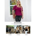 thumbnail image 4 of SHEWIN Women Tshirts Plus Size Summer Tops for Women Spring Puff Sleeve T-Shirts Oversized Summer Blouse Tops Plum 5X, 4 of 9