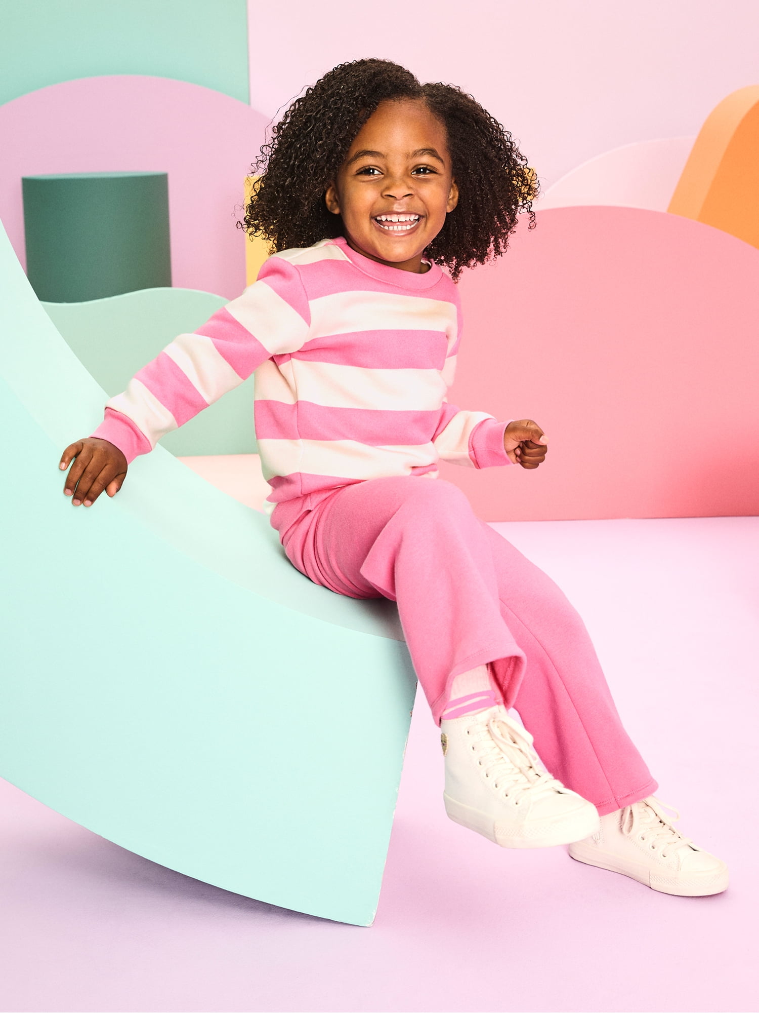 Garanimals Baby & Toddler Girls Fleece Sweatpants, Wide Leg, Sizes 0-6T