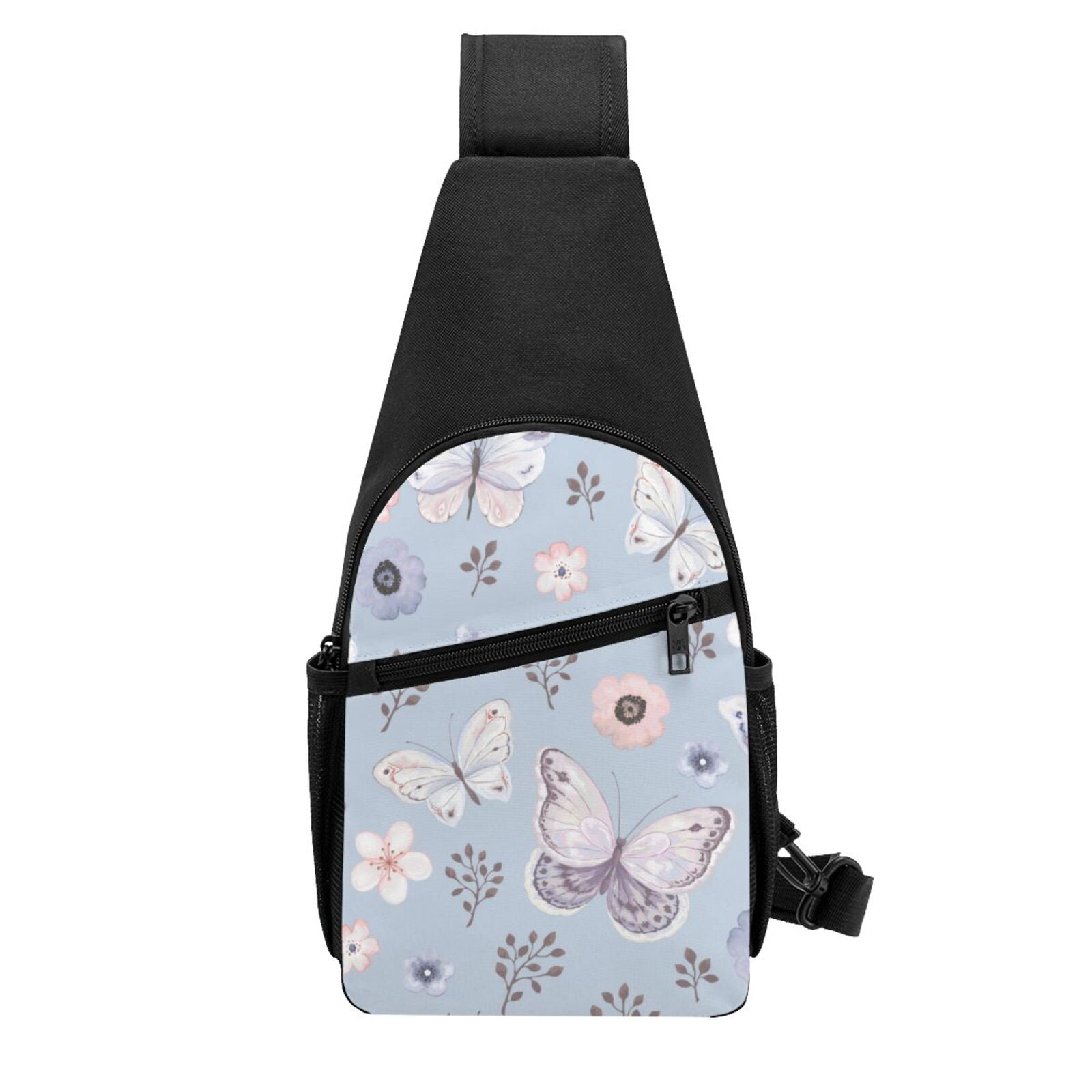 Xecao's Blue Butterfly Print Sling Bag: A Versatile Chest, Shoulder, and Crossbody Backpack for Casual Days Out, Perfect for Both Men and Women