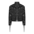 thumbnail image 4 of vastwit Kids Girls Boys Sequin Fringe Jacket Shiny Cowboy Outfit Disco Dance Top Long Sleeve Tassels Zip Up Glitter Coat Black 12, 4 of 7