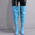 thumbnail image 4 of Tuobarr High Heels Women's Color Boots Sexy Pointed Zipper High Heel Thin Heel Large Knee Boots Sky Blue US Size 7.5, 4 of 4
