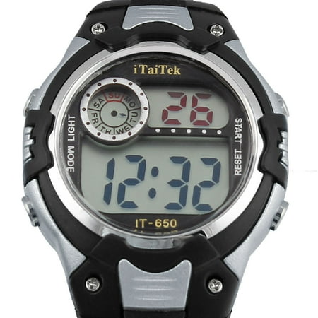 Plastic LCD Display Stopwatch Alarm Clock Sports Wrist Watch Black Gray - Walmart.com