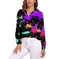thumbnail image 2 of Neon Paint Loose Blouse Pretty Splatter Print Casual Oversize Blouses Female Long Sleeve Trendy Shirt Summer Custom Clothes, 2 of 7