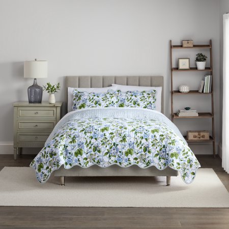 Waverly Treillage Trellis Printed 3 Piece Bedding Set, King, Blue