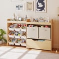 thumbnail image 3 of COSVALVE Wooden Kids Toy Storage Organizer with Bookshelf,9 Box Bins,Movable Drawer for Nursery Playroom Bedroom(Natural), 3 of 19