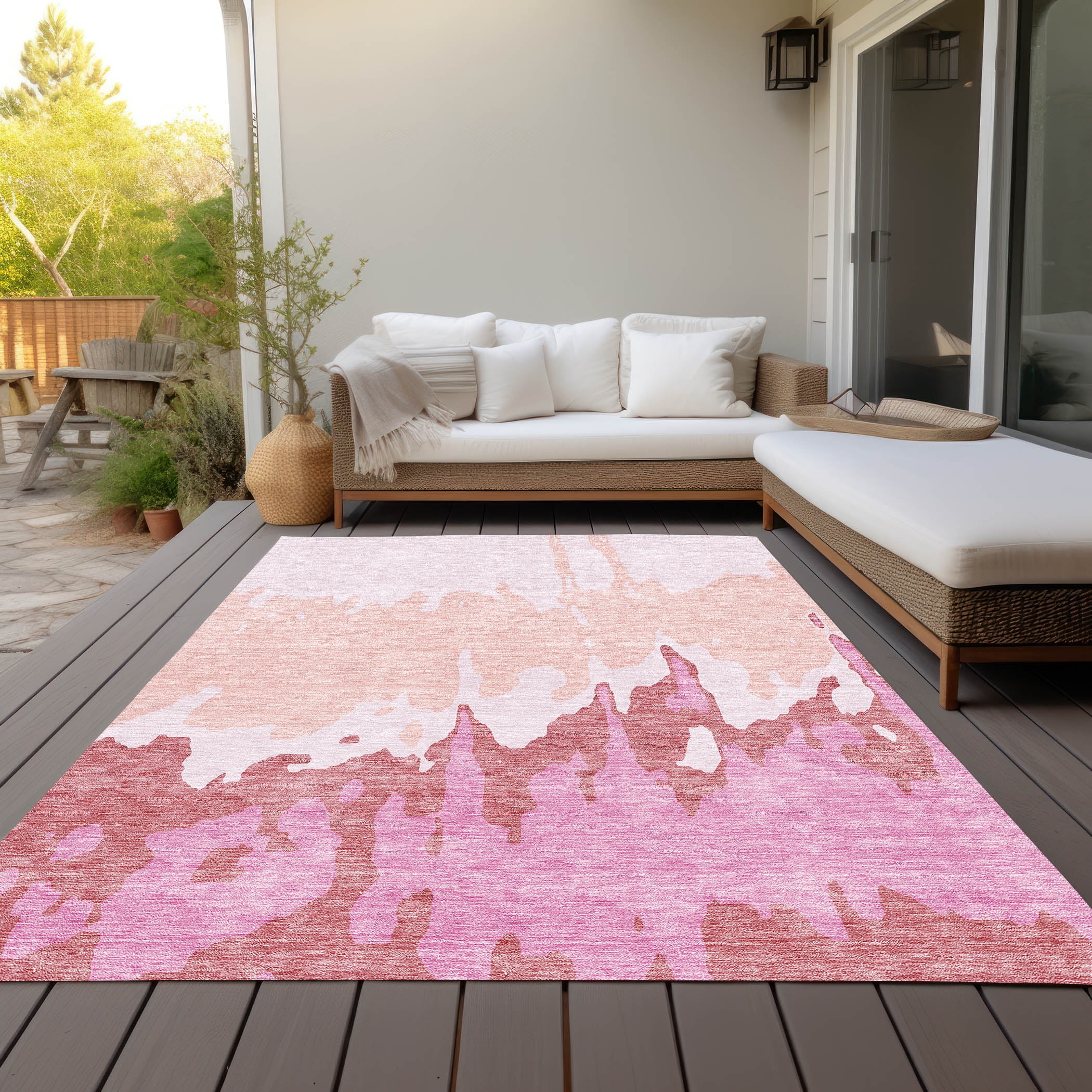 Addison Rugs Chantille Indoor/Outdoor Transitional Abstract Blush Washable Rectangle Rug, 5' x 7'6"