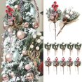 thumbnail image 2 of Rama de cono de pino, flor artificial de baya roja de Navidad, decoraciones para árboles de Navidad, embalaje de regalo ornamental, corona DIY para el hogar, 5 uds., 2 of 4