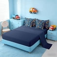 thumbnail image 4 of Erosebridal Construction Crane Vehicle Twin Bedding Sets for Boys and Girls, Orange Green Blue Watercolor Bedding Comforter Set, Navy Reversible, 7pcs, 4 of 6