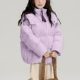 thumbnail image 4 of NAISIBABY Girls Hooded Puffer Jacket, Zipper Thermal Warm Long Length Winter Fashion Casual Padded Coat Purple 10T, 4 of 4
