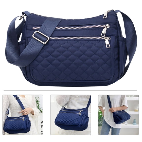 KONTONTY Fashionable Shoulder Bag for Women Dark Blue Handbag 1Pack Machine Washable Daily Use