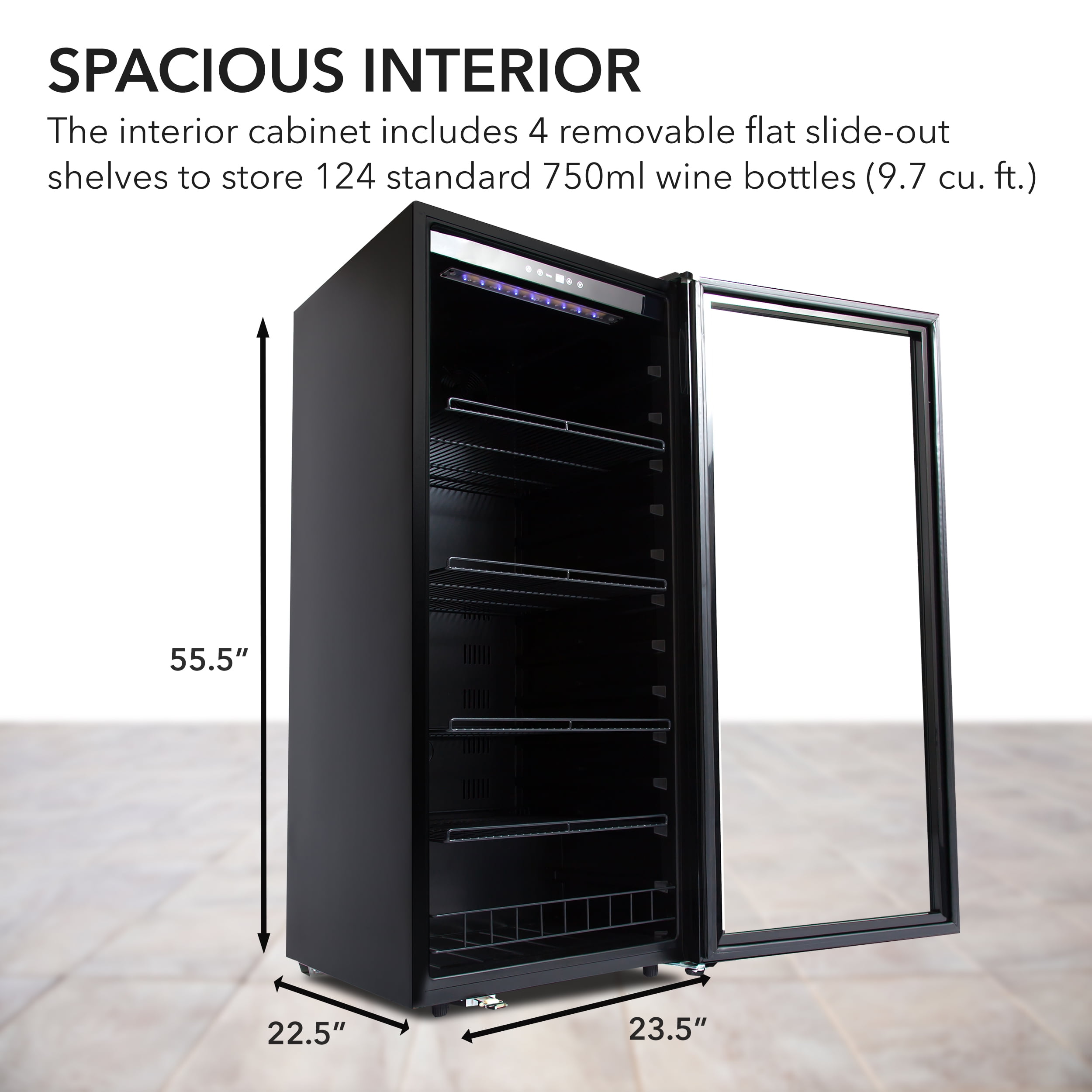 Freestanding 124 Bottle Wine Refrigerator