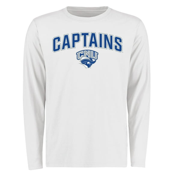 Men's White Christopher Newport University Captains Proud Mascot Long Sleeve T-Shirt