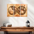 thumbnail image 2 of Elephant Stock Rustic Hemispheres Map Wall Art - Horizontal Multi Panel Canvas - Living Room Wall Decor - Map Multi Panel - Orange And Brown Decor - 23" x 14", 2 of 4