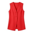 thumbnail image 4 of Hurxie Vest Tops for Women Summer Cotton Linen Sleeveless Button Down V Neck Fully Lined Waistcoat Cropped Vests Red,L, 4 of 8