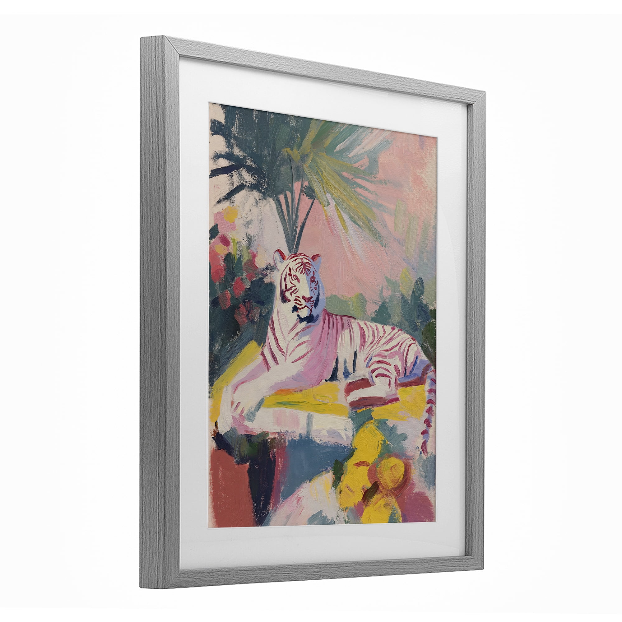 Stupell Industries In The Quiet Shade Tiger Gray Framed Print Under Glass, design by Svetlana Aleynikova