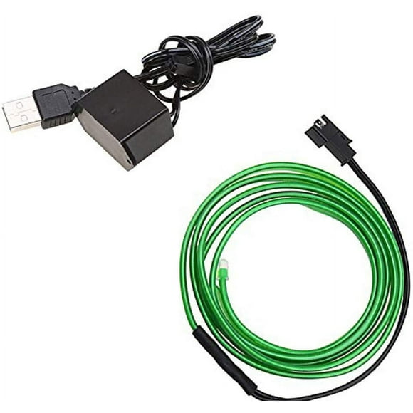 TRAHOO-1M/3FT USB Neon Light Electroluminescent Wire Glowing Strobing Decorative Light for Xmas Party Pub Costume Cosplay Festival Decoration(Green)