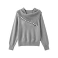 thumbnail image 6 of Vynhevius Womens Beaded Cowl Neck Sweater Long Sleeve Casual Winter Pullover Top, 6 of 6