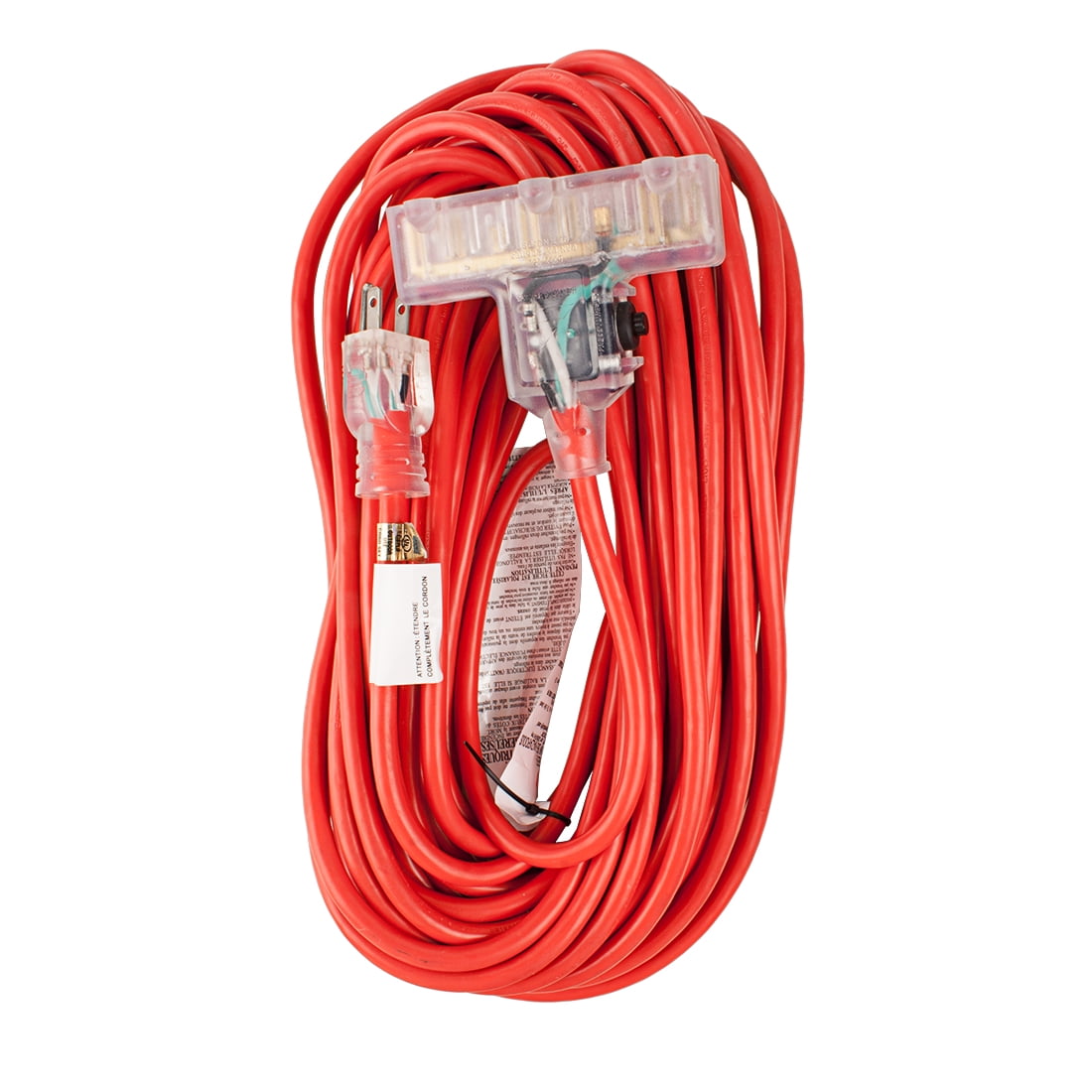 HeavyDuty Lighted Extension Cord Cable 15A 14 AWG SJTW 50Ft Overload