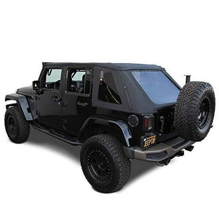 Sierra Offroad Soft Top Replacement for Jeep Wrangler JK 2007-2018 4DR Frameless, Sailcloth Vinyl, Black