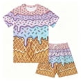 thumbnail image 3 of MEZZALL Boys Summer Outfit Sets Ice Cream Print O-Neck Short Sleeve Tops And Shorts Two Piece Fashion Casual Matching Relaxed Fit Clothes Sets, 3 of 4