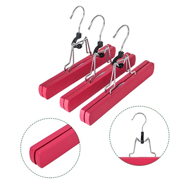 Perchas de madera para pantalones Paquete de 6 perchas antideslizantes para faldas, acabado liso Perchas de abrazadera de madera maciza Perchas para extensiones de cabello