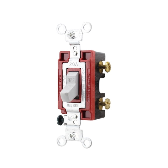 Hubbell CS120GY Commercial Specification Switch, Single Pole, 20 amp, 120/277V, Gray