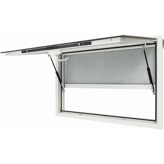 35” x 23” Concession Windows, Aluminum Alloy Food Truck Service Window with Up and Down Sliding Screen & Drag Hook & Awning Door Up to 85 Degrees, Serving Window for Food Trucks Concession Trailers