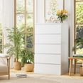 thumbnail image 6 of White Dresser, 5 Drawer Dresser Tall White Dresser with Large Storage Space, Modern Storage Chest of Drawers, 23.6L x 17.6W x 39.1H Inch Storage Organizer Cabinet for Home, White, 6 of 9