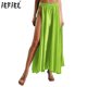 thumbnail image 2 of Falda de baile de satén para mujer, falda con vuelo, cintura elástica, abertura lateral, Maxi falda de Color sólido, vestido de baile Flamenco lírico del vientre español, 2 of 5