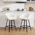 thumbnail image 3 of ONEVOG 26.4'' Swivel Counter Height Stools Set of 2, Sherpa Upholstered Bar Stools with Barrel Arms & Backs, Modern Counter Stools for Kitchen Island, White, 3 of 9