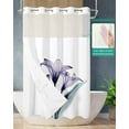 thumbnail image 2 of No Hook Shower Curtain with Snap in Liner, Abstract Ombre Purple Lily White Texture Hotel Shower Curtains for Bathroom, Washable Shower Curtain Liner Set with Mesh Top Window, 54"x78", 2 of 6