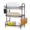 thumbnail image 1 of Toystoory Estante para platos, soporte de 2 niveles, caja de almacenamiento, escurridor, tabla de cortar, organizador de encimera, acero Almacenamiento y organización del hogar Negro 3capas/con acceso, 1 of 6