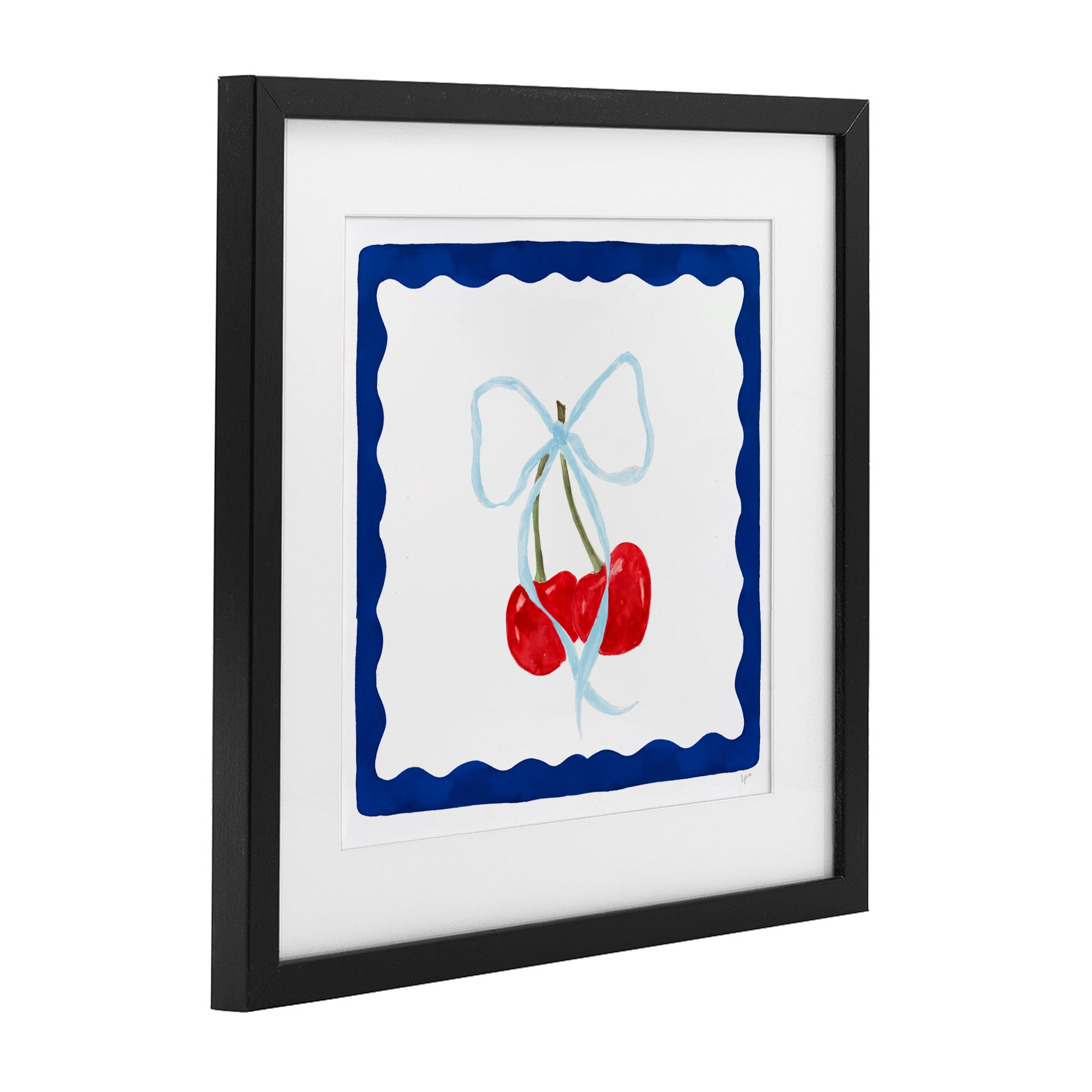 Stupell Industries Summer Bordered Cherries Black Framed Print Under Glass, design by Lucille Price