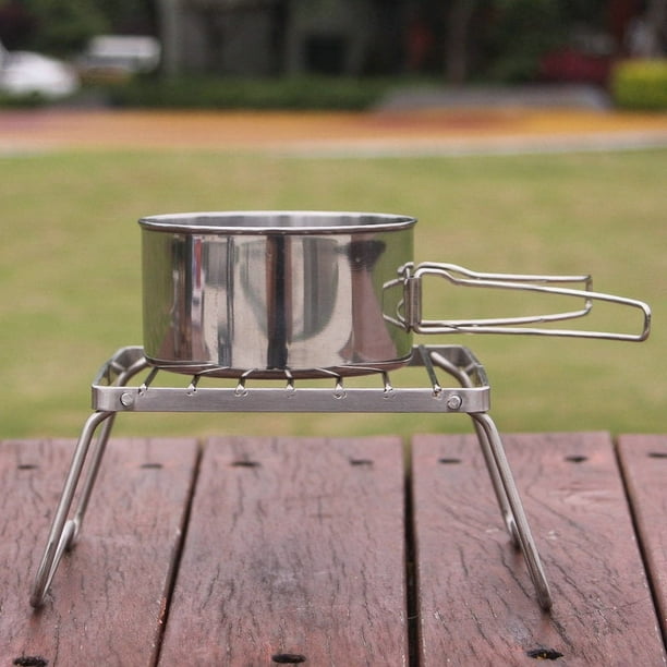 Mini parrilla plegable portátil para exteriores de acero inoxidable 304, soporte para ollas y parrilla para pícnic y acampada